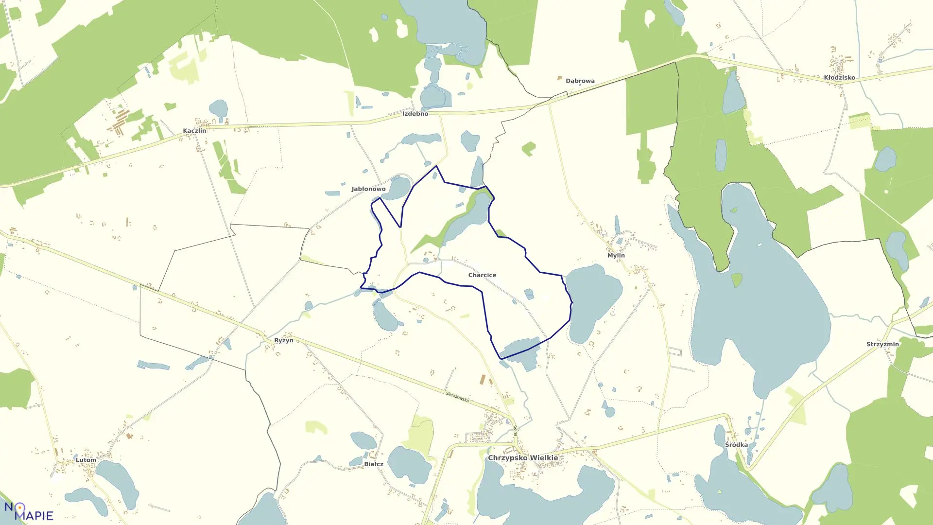 Mapa obrębu CHARCICE w gminie Chrzypsko Wielkie