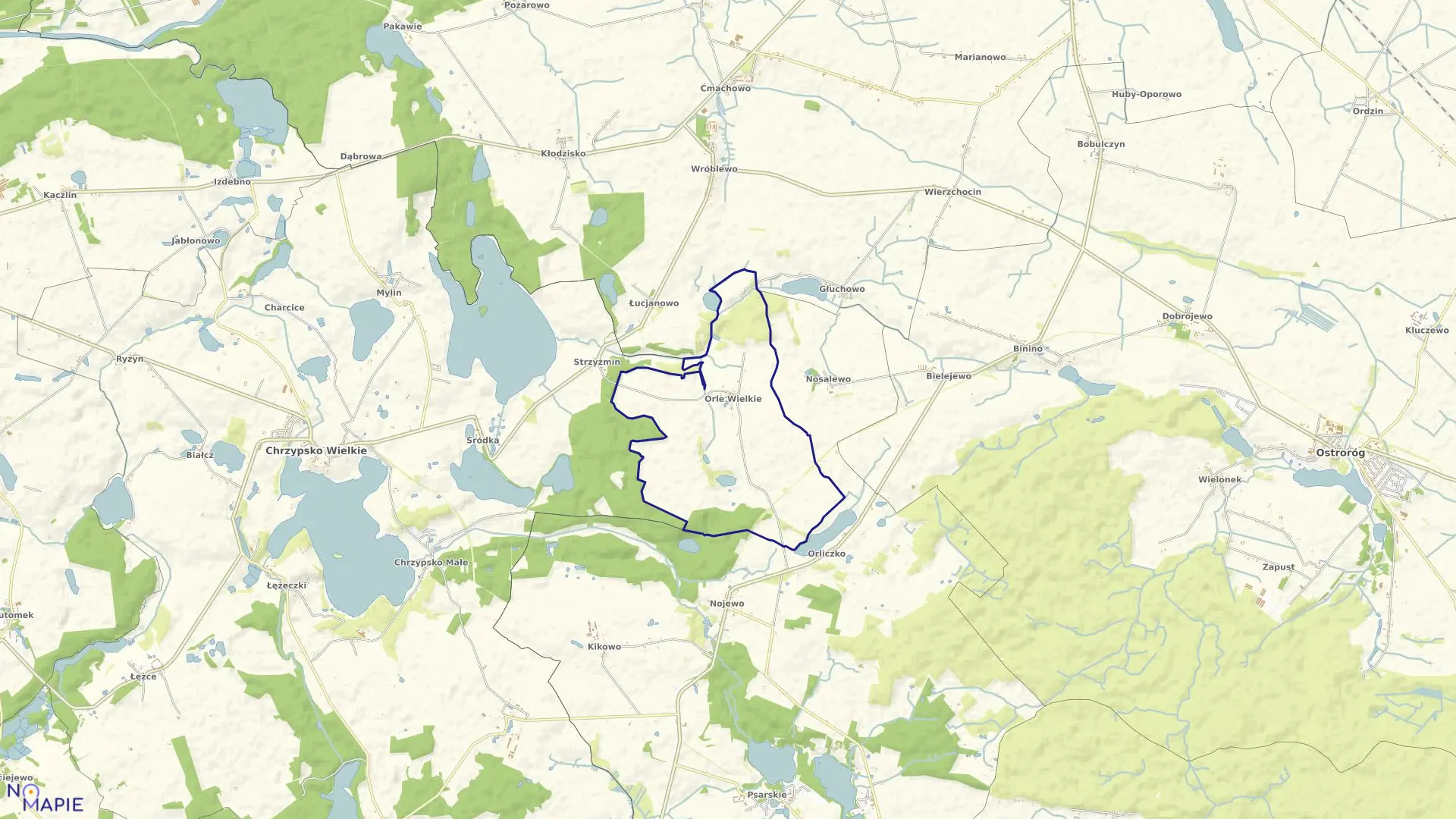 Mapa obrębu ORLE WIELKIE w gminie Chrzypsko Wielkie