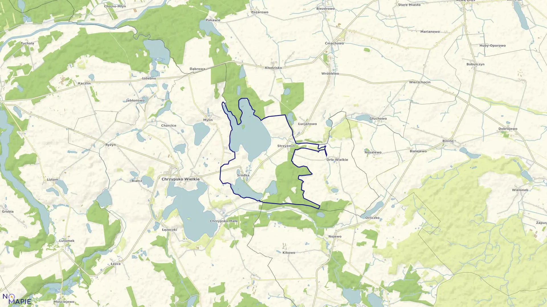 Mapa obrębu ŚRÓDKA-STRZYŹMIN w gminie Chrzypsko Wielkie